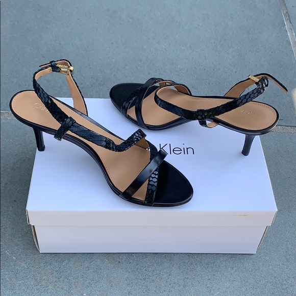 Calvin Klein Shoes - NWT💕 Calvin Klein Lorren Leather Sandal High Heel